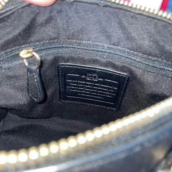 COACH MINI BENNET SATCHEL METALLIC SNAKE EMBOSSED LEATHER BRONZE BKACK CROSSBODY - Picture 9 of 11